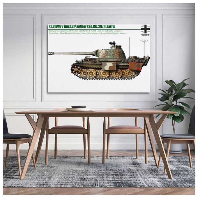 YTNSA, Poster Vintage, Carro Armato Seconda Guerra Mondiale, Pz.BfWg V Ausf.G Panther (Sd.Kfz.267), Decorazione Parete su Tela, Stampa Artistica Moderna