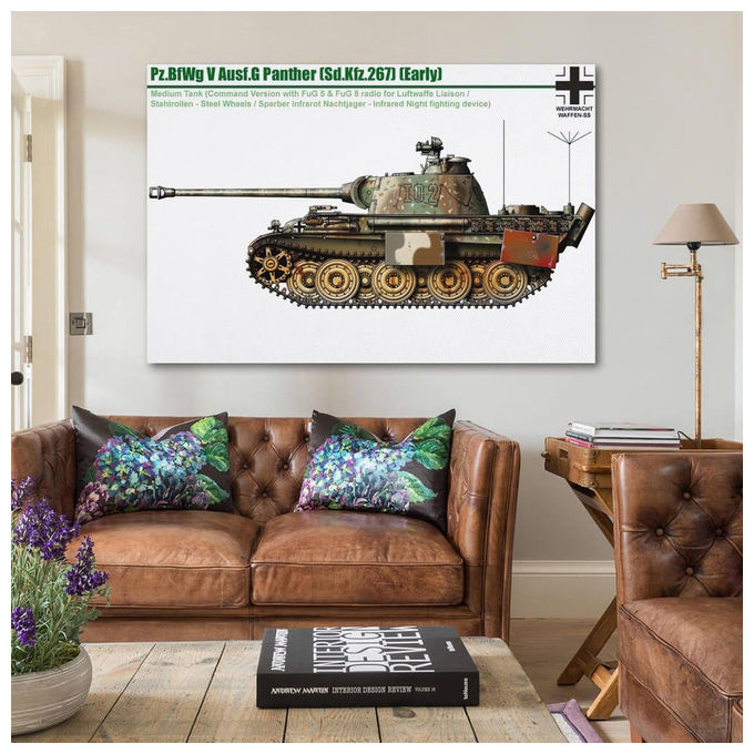 YTNSA, Poster Vintage, Carro Armato Seconda Guerra Mondiale, Pz.BfWg V Ausf.G Panther (Sd.Kfz.267), Decorazione Parete su Tela, Stampa Artistica Moderna