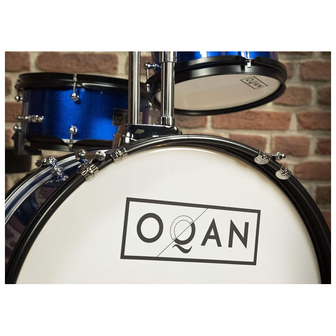 Oqan, Batteria per Bambini, QPA-3, Blue, Legno di Pioppo, Supporto per Scatola, Pedale Grancassa