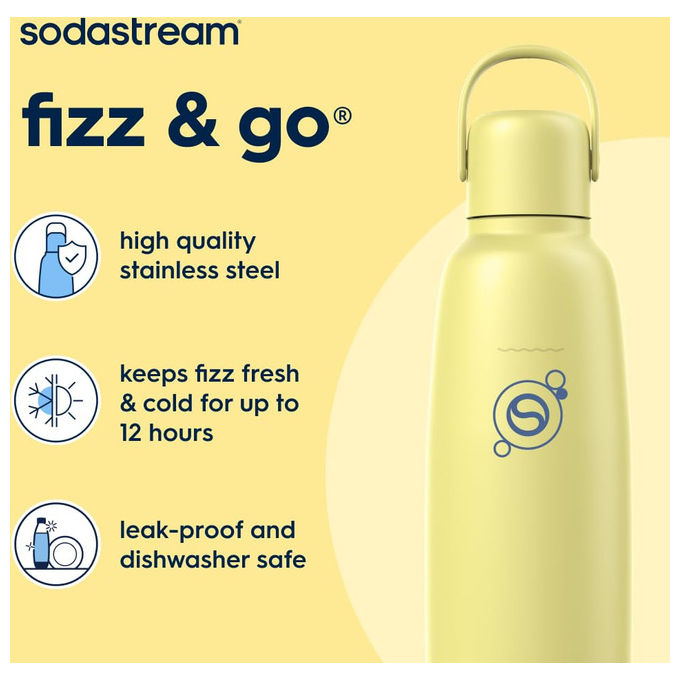 Sodastream Fizz and Go Cool, Borraccia 0.9L, Singola, Limone Zest, Quick-Connect