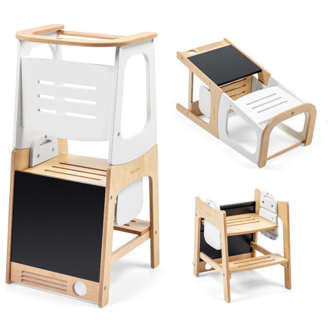 Maxi-Cosi, Torre Montessoriana Toucan, Legno Naturale, Regolabile in Altezza, Convertibile Tavolo+Sedia