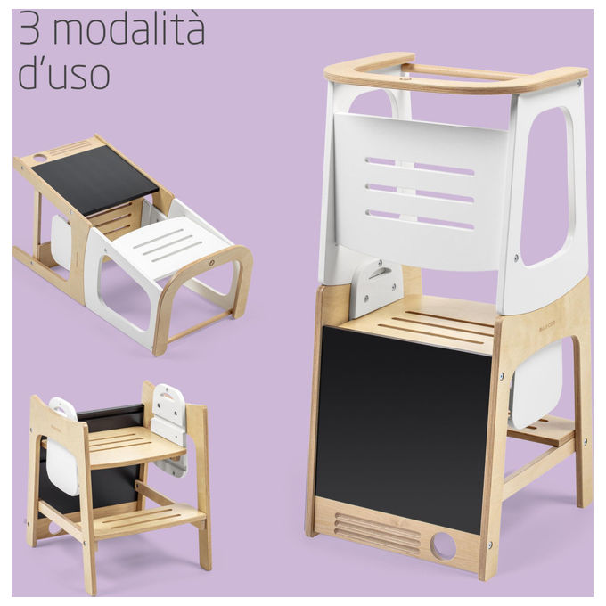 Maxi-Cosi, Torre Montessoriana Toucan, Legno Naturale, Regolabile in Altezza, Convertibile Tavolo+Sedia