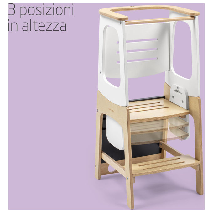 Maxi-Cosi, Torre Montessoriana Toucan, Legno Naturale, Regolabile in Altezza, Convertibile Tavolo+Sedia