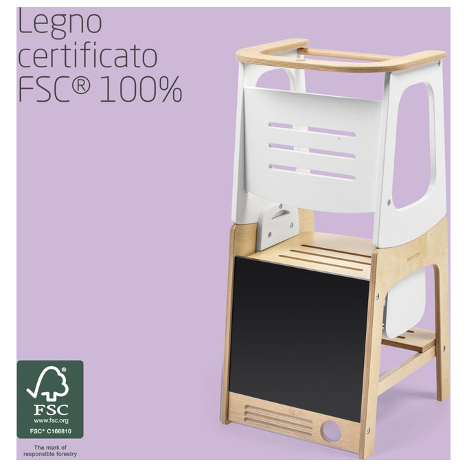 Maxi-Cosi, Torre Montessoriana Toucan, Legno Naturale, Regolabile in Altezza, Convertibile Tavolo+Sedia