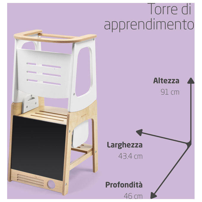 Maxi-Cosi, Torre Montessoriana Toucan, Legno Naturale, Regolabile in Altezza, Convertibile Tavolo+Sedia