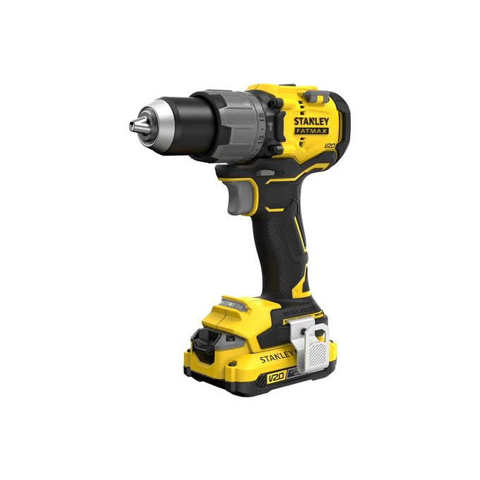 Stanley FatMax, Trapano Avvitatore a Percussione V20, 18V, Senza Spazzole, 2 Batterie, Caricabatterie, Valigetta