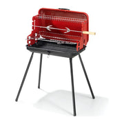 Ompagrill B39099 Barbecue a valigetta carbonella con coperchio griglia regolabile 2 posizioni 46,5x28 cm colore Nero