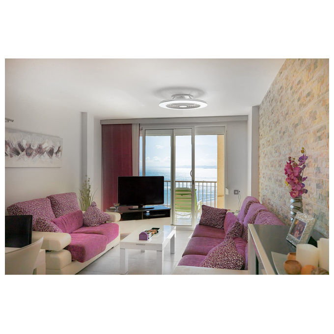 Mantra Iluminación 7490 Alisio XL Ventilatore da Soffitto con Plafoniera LED 95W 5900lm CCT 2700-5000K 73,5cm Motore DC Reversibile colore Bianco