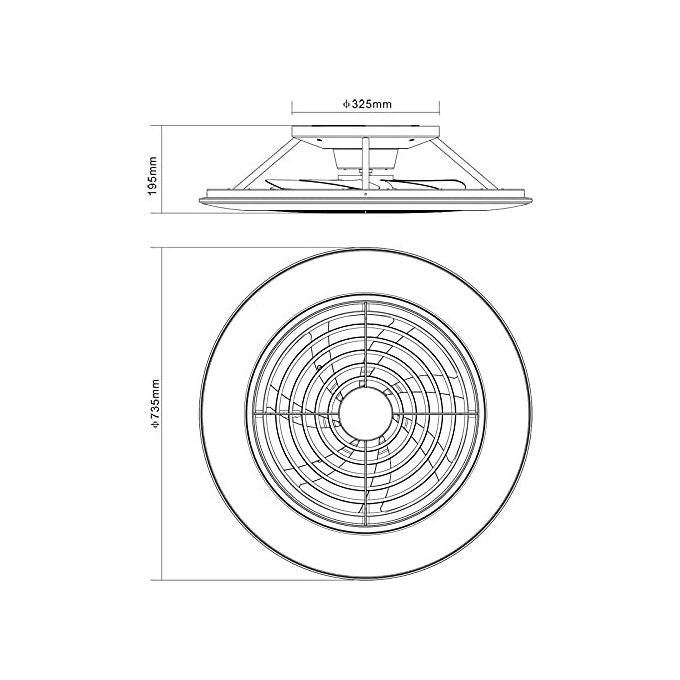Mantra Iluminación 7490 Alisio XL Ventilatore da Soffitto con Plafoniera LED 95W 5900lm CCT 2700-5000K 73,5cm Motore DC Reversibile colore Bianco