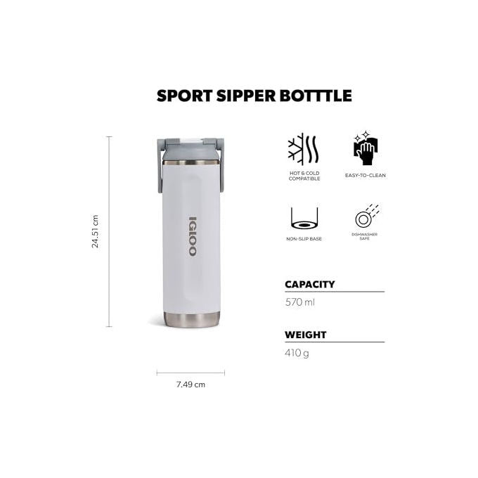 Igloo Borraccia Termica Sipper 20 0.6 L Acciaio Inox Bianca Isolata
