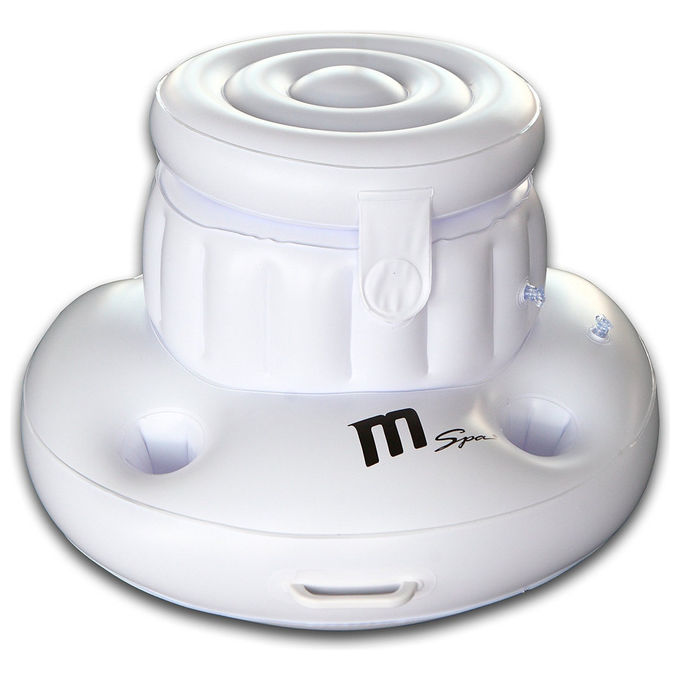 MSpa SP-B0301368 Bar Galleggiante Gonfiabile per Spa e Piscina 5 Porta Bicchieri Vano Centrale con Coperchio colore Bianco