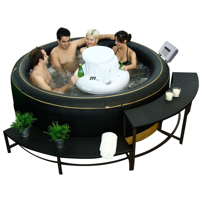 MSpa SP-B0301368 Bar Galleggiante Gonfiabile per Spa e Piscina 5 Porta Bicchieri Vano Centrale con Coperchio colore Bianco