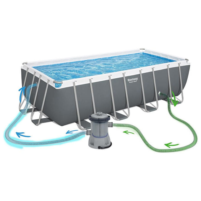 Bestway 56670 Steel Pro Max Piscina Fuori Terra Rettangolare 488x244x122 cm 11532 L con Pompa Filtro Scaletta e Telo di Copertura