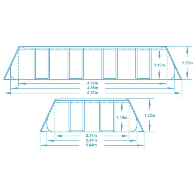 Bestway 56670 Steel Pro Max Piscina Fuori Terra Rettangolare 488x244x122 cm 11532 L con Pompa Filtro Scaletta e Telo di Copertura