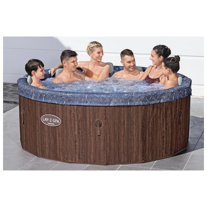 Bestway 6001W Lay-Z-Spa Toronto Idromassaggio AirJet 180 getti 1250 L 7 posti App SmartSpa 190x70 cm colore Marrone