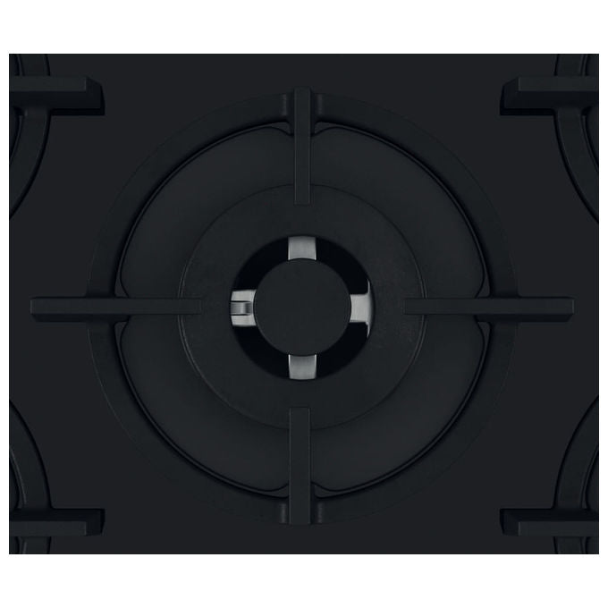 Hotpoint piano cottura a gas da incasso, 5 fuochi, 73 cm, superficie in vetro nero, griglie in ghisa, HAGS 72S BK