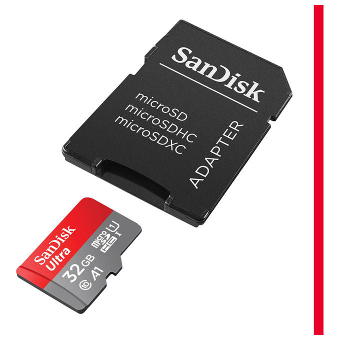 Sandisk, Scheda MicroSDHC, 32 GB, 120 MB-s, Classe 10, con adattatore SD