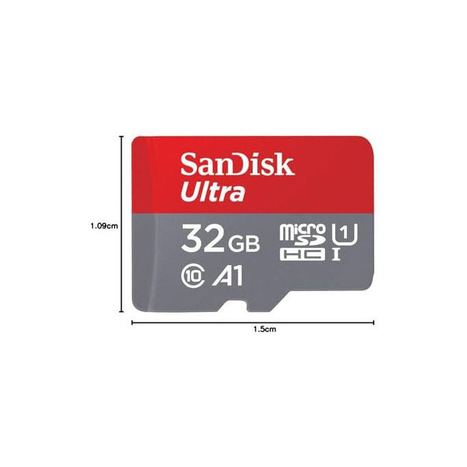 Sandisk, Scheda MicroSDHC, 32 GB, 120 MB-s, Classe 10, con adattatore SD