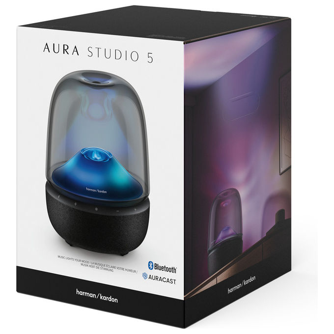 Harman-kardon Altoparlante Bluetooth Design a 3 Vie Auracast Luce Ambientale Colorata Nero