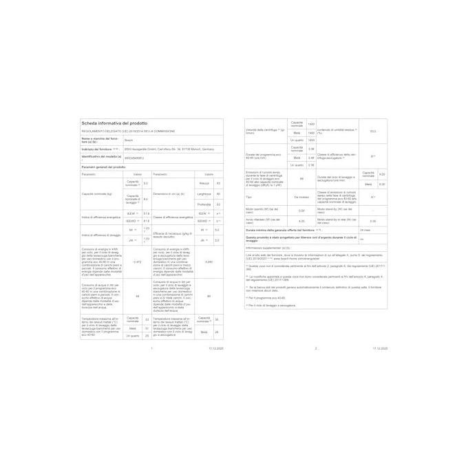 Bosch WKD28490EU Serie 6 Lavasciuga da Incasso 8-5 Kg 1400 rpm Classe E EcoSilence Drive SpeedPerfect (82.5x59.5x52.5 cm) colore Bianco