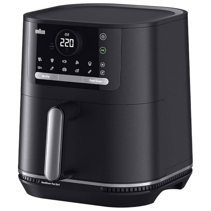 Braun HF5075 Friggitrice ad aria 6 L 2000 W 20 programmi doppia resistenza rivestimento ceramico display touch colore Nero Grigio