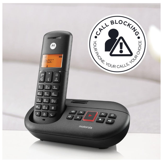Motorola Voice E211 Telefono Cordless Digitale con Segreteria Registrazione 12 Minuti Nero