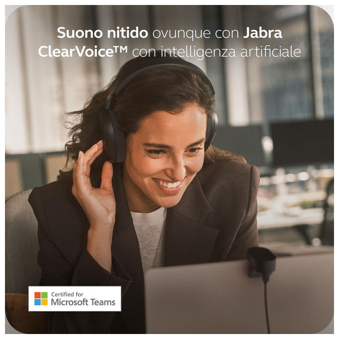 Jabra Cuffie Over-Ear Wireless Bluetooth Evolve3 85 Microfono USB-C AI Cancellazione Rumore Nero