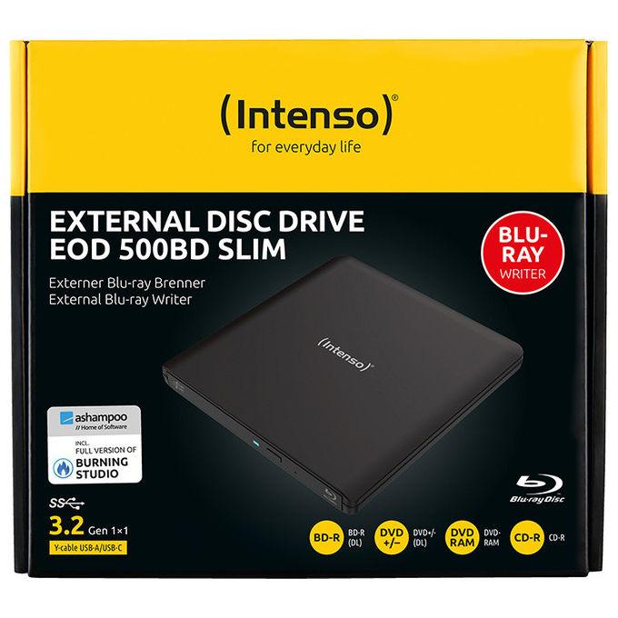 Intenso Lettore Blu-Ray ROM Esterno Slim USB 3.2 Nero