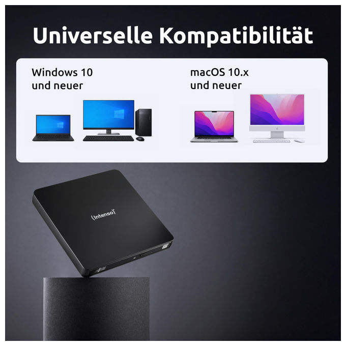 Intenso Masterizzatore CD-DVD Esterno USB 3.2 Slim EOD 400D Nero con Ashampoo Burning Studio
