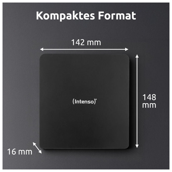 Intenso Masterizzatore CD-DVD Esterno USB 3.2 Slim EOD 400D Nero con Ashampoo Burning Studio