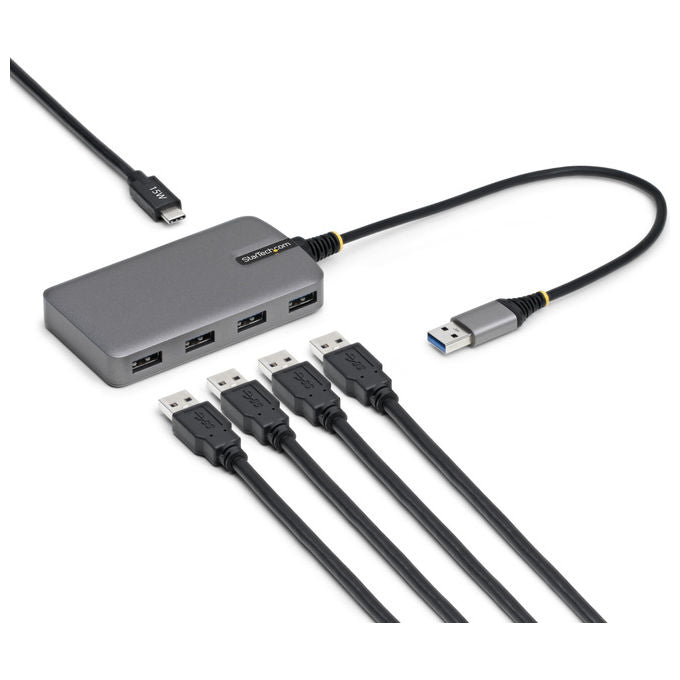 Startech.com Hub USB-A 4 Porte 5Gbps Alimentazione Bus Ingresso USB-C Cavo 30cm Portatile