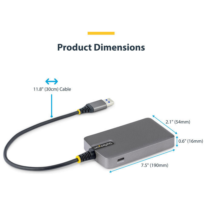 Startech.com Hub USB-A 4 Porte 5Gbps Alimentazione Bus Ingresso USB-C Cavo 30cm Portatile