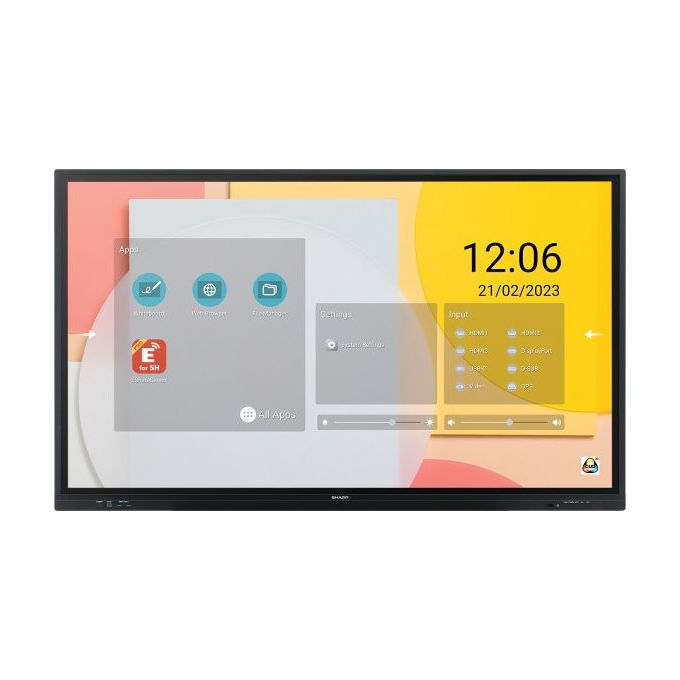 Sharp, Display Interattivo 86'' 4K Ultra HD, Touchscreen, Android, Wi-Fi, Nero