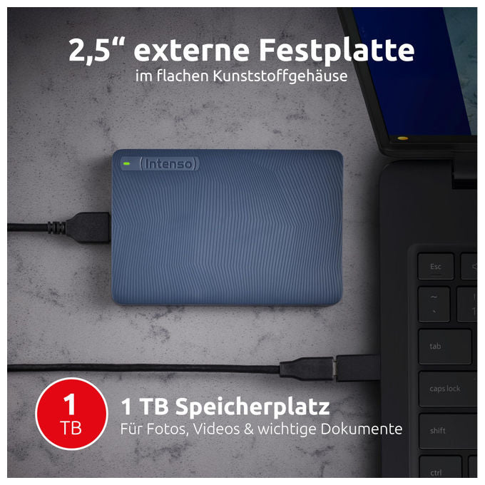 Intenso, Hard Disk Esterno Portatile, 2.5'', USB 3.2 Gen 1, Ashampoo Backup Pro, per PC e Mac