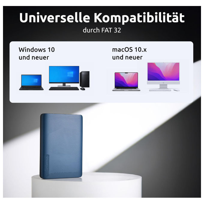 Intenso, Hard Disk Esterno Portatile, 2.5'', USB 3.2 Gen 1, Ashampoo Backup Pro, per PC e Mac