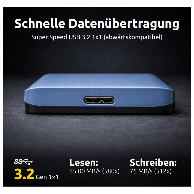 Intenso, Hard Disk Esterno Portatile, 2.5'', USB 3.2 Gen 1, Ashampoo Backup Pro, per PC e Mac