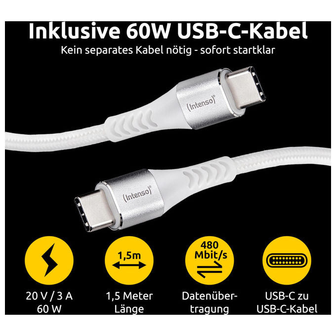Intenso Alimentatore USB-C 30W GaN con Cavo USB-C Bianco