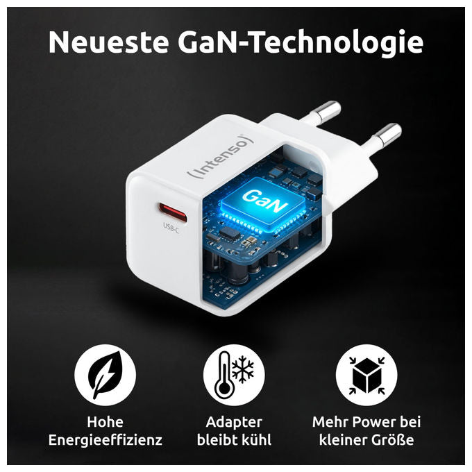 Intenso Alimentatore USB-C 30W GaN con Cavo USB-C Bianco