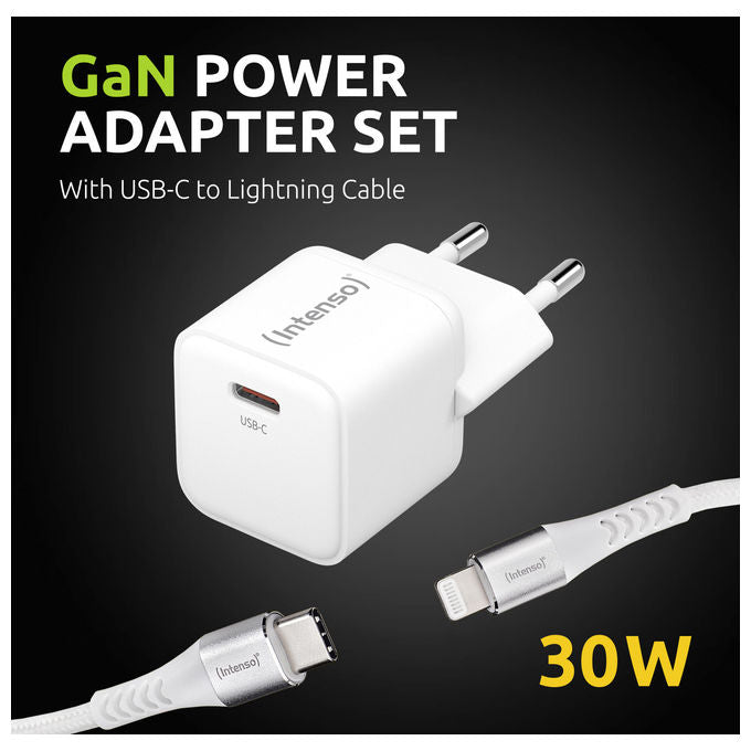 Intenso Caricabatterie Universale Ricarica Rapida 1 Porta USB-C Bianco