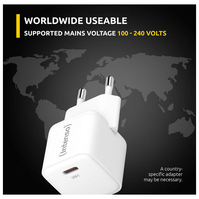 Intenso Caricabatterie Universale Ricarica Rapida 1 Porta USB-C Bianco
