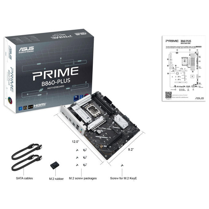 ASUS, Scheda Madre ATX Intel B860-PLUS-CSM, 8+1+1+1 Fasi Alimentazione, DDR5, PCIe 5.0, 3 Slot M.2, Ethernet 2.5 GB, Nera