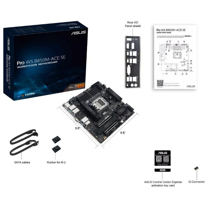 ASUS Scheda Madre PRO WS B850M-ACE SE Socket AM5 Micro ATX PCIe 5.0 Ethernet 10 GbE