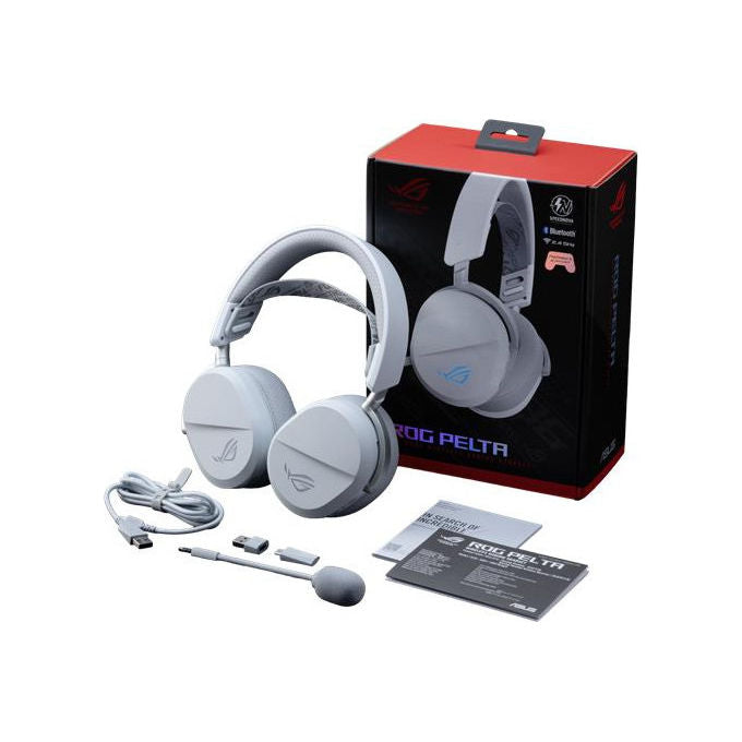 Asus Rog Pelta, Cuffie Gaming, Con-Senza Cavo, Bluetooth, Usb Tipo-C, Bianco
