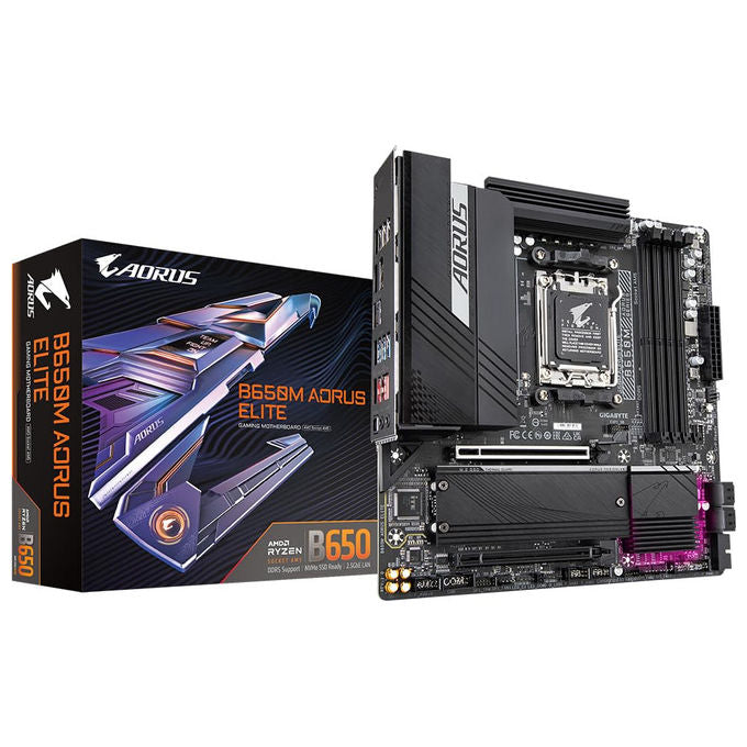 Gigabyte, Scheda Madre B650M Aorus Elite, Supporta AMD Ryzen 9000, DDR5 8000 MHz, PCIe 5.0, LAN 2.5GbE