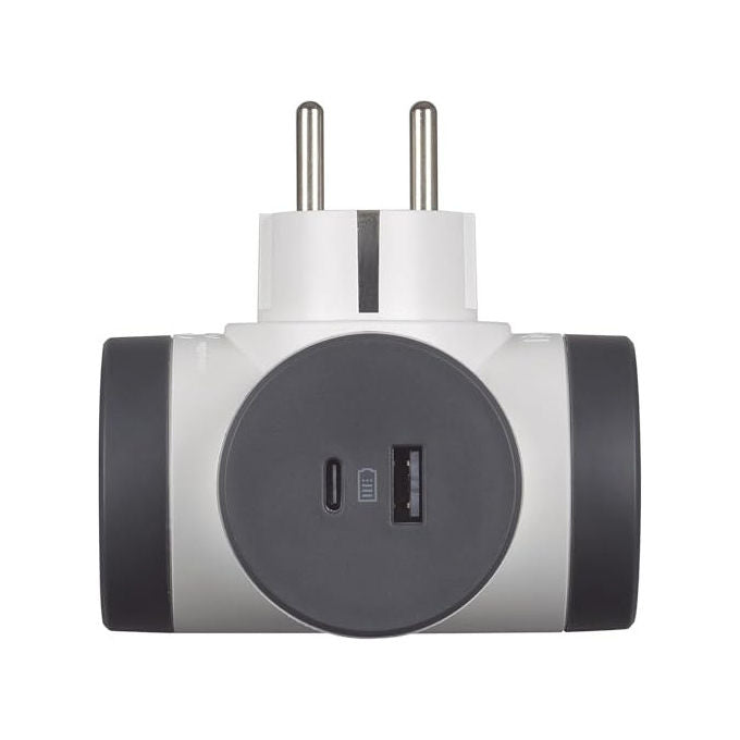 Bticino Adattatore Rotante 2 Prese Schuko 2 USB 15W Spina 16A Rotante