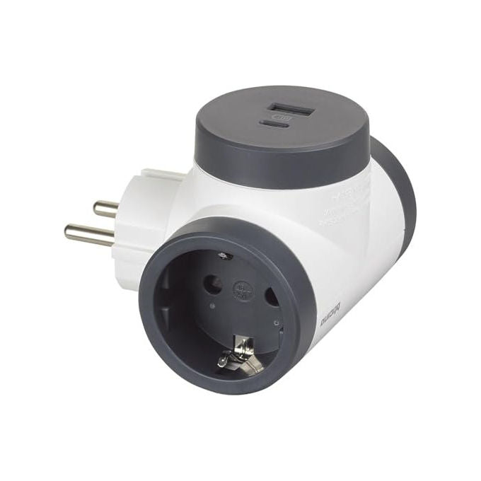 Bticino Adattatore Rotante 2 Prese Schuko 2 USB 15W Spina 16A Rotante