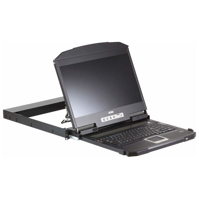 Aten CL3800NW Console KVM LCD Rack 1U 18.5'' Full HD Dual Rail HDMI DVI VGA Tastiera QWERTY UK Touchpad colore Nero