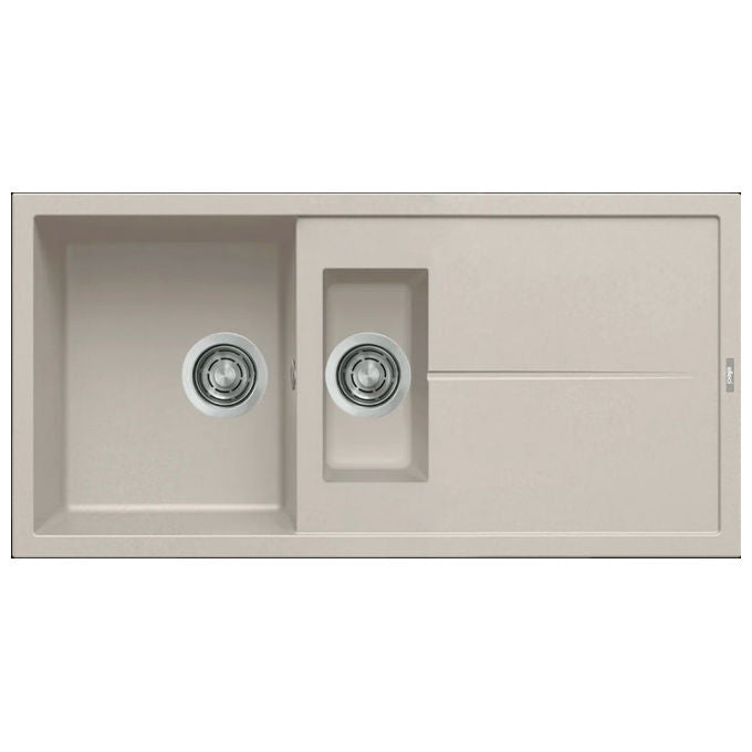 Elleci Best 475, Lavello 1 Vasca e Vaschetta con Gocciolatoio, Granitek Bianco Soft, 100x51 cm