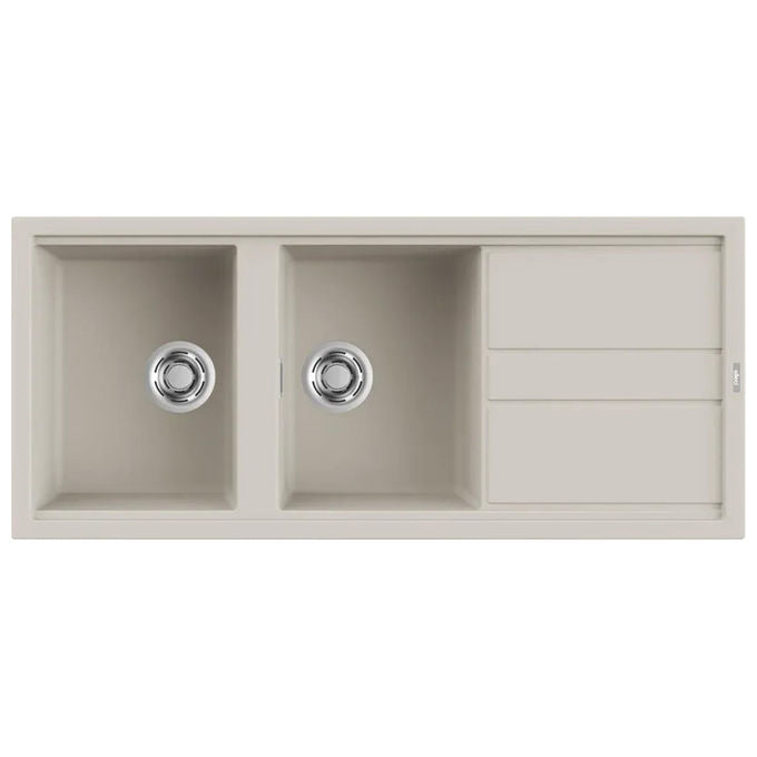 Elleci Lavello Cucina 2 Vasche con Gocciolatoio Granitek Bianco 116 x 51 cm