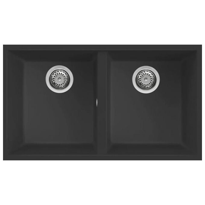Elleci LKQ35089BSO Quadra 350 – Lavello da incasso 2 vasche sottotop Keratek, 76 x 43,5 cm, colore Dove 89